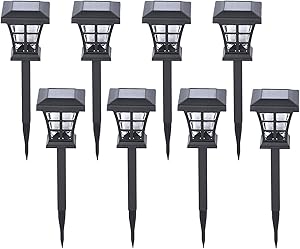Solar LED Lights Outdoor Pathway Garden Light Waterproof Sun Powered Bright Cold White Landscape Lighting for Yard Patio Walkway Path Lawn 8 Pack