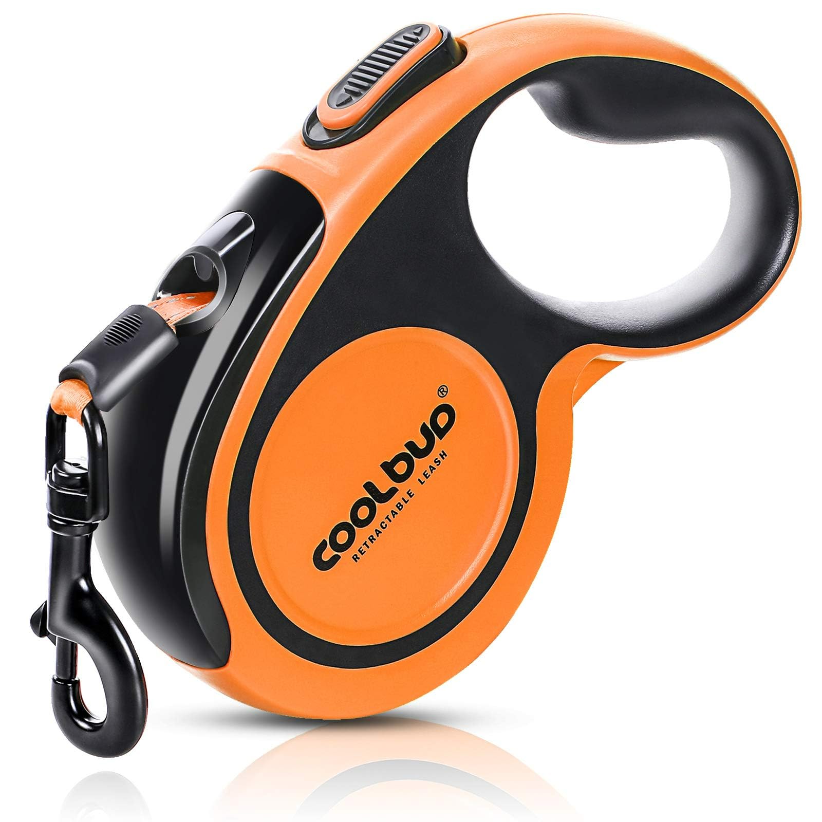 Hurluksi Retractable Dog Lead 5M /16ft Extendable Dog Leash, Heavy Duty Extension Dog Lead with Anti-Slip Handle and Quick Brake Button for Large Dogs Up to to 110lbs/50kg (Orange)