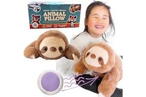 Snugglekid Sloth Sensory Weighted Vibrating Pillow, Pressure Activated for Kids Adults, Plush Minky Soft Size: 11 by 20 inches Pillow Animal, Calming Therapy for Focus and Balance for Gift Birthday
