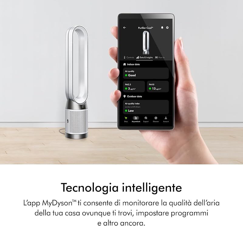 Purifier Cool™ PC1 Ventilatore a Torre con Purificatore d’Aria – Raffrescamento Potente e Purificazione dell’Aria in Tutto l’Ambiente, Controllo tramite App e Telecomando, Oscillazione a 350°