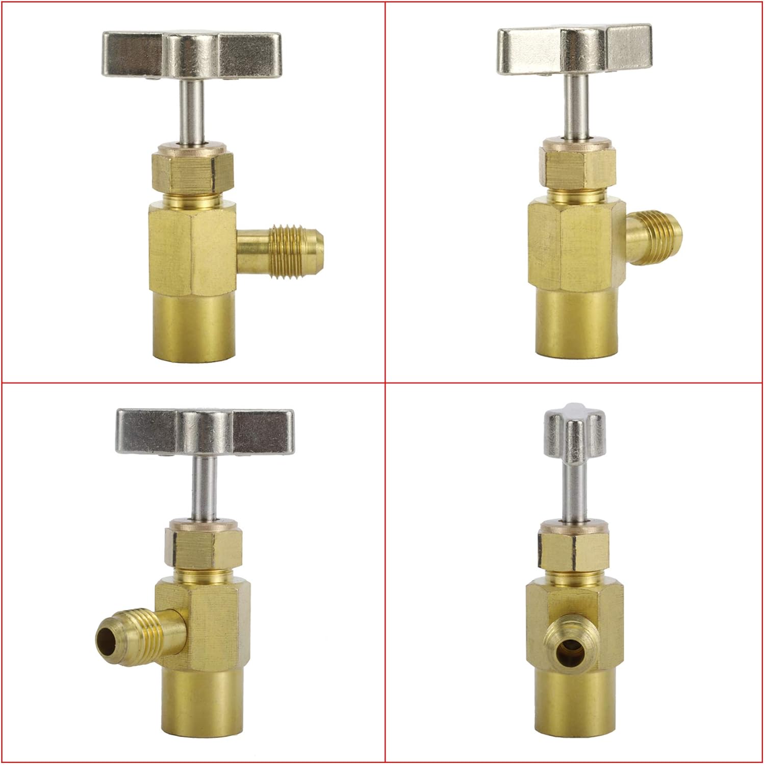 AuInLand R134A Refrigerant Opening Valve Refrigerant Tank Vacuum Pump Adapter to R12, 2 PCS 1/2 Female to 1/4 Male Flare 6014 Pump Adapters, 2 PCS 1/4 Flare Female to 1/2 Male Adapters(6 Pieces): Automotive
