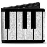 Buckle-Down Men's PU Bifold Wallet-Piano Keys, Multicolor, 4.0" x 3.5"