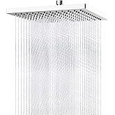 Hibbent cUCPC Certified Thickness Metal Shower Head, 12'' High Pressure Shower Heads, Square Large Bathroom Rainfall Shower Head with Adjustable Brass Ball Joint, Waterfall Full Body Coverage, Chrome