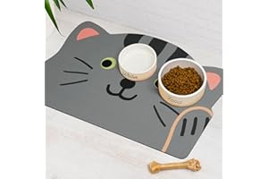 AYIASHIAB Cat Food Mat Non Slip Absorbent, Cat Bowl Mat Quick Dry Dog Food Mat, Eco-Friendly Cat Matt for Food and Water Pet Supplies 16"X24"