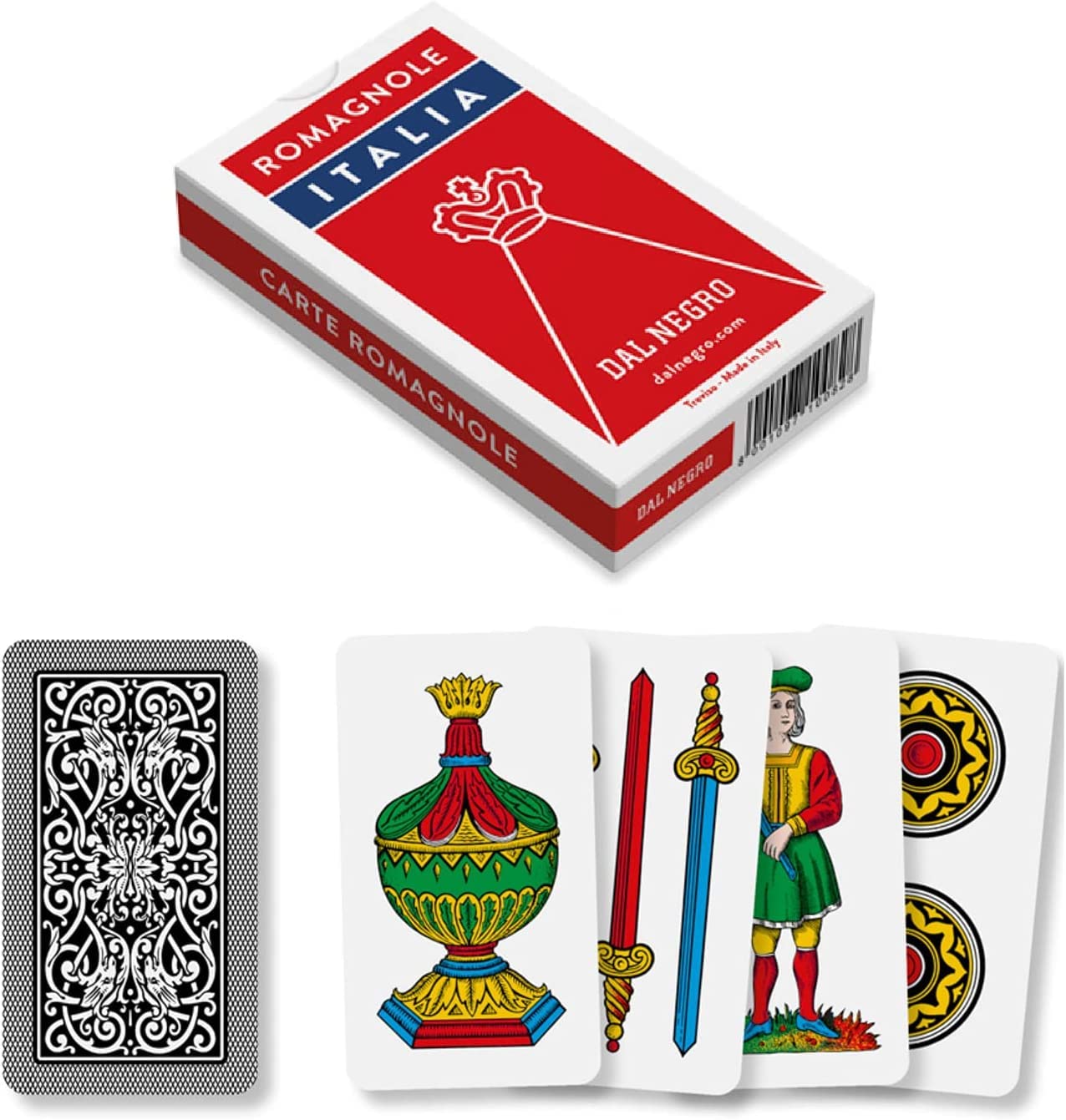 Dal - Deck of cards Romagnole Italia, consisting of 40 cards in cardboard, ideal for playing broom and trump,Red