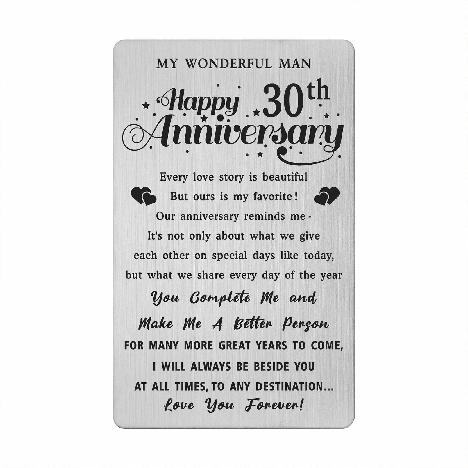 30th Wedding Anniversary Card Gifts for Husband Him, 30 Year Anniversary Card for Husband, Happy 30th Anniversary Card for Him, Man 30 Year Anniversary Engraved Wallet Card