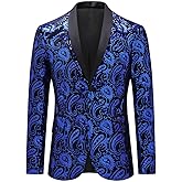 Cloudstyle Men's Dress Floral Suit Notched Lapel Slim Fit Stylish Blazer Dress Suit