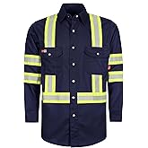 TICOMELA FR Shirts for Men High Visibility/Hi Vis Flame Resistant/Fire Retardant Shirt 6.5oz Men's Welding Shirts