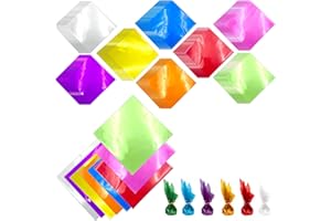 BIDEX 120 PCS Cellophane Sheets, Cello Sheets, Colored Cellophane Wrap for DIY Crafts, Arts, Window Decoration, Lights, Candy Wrapping (7.5x7.5 Inches, Assorted Colors)