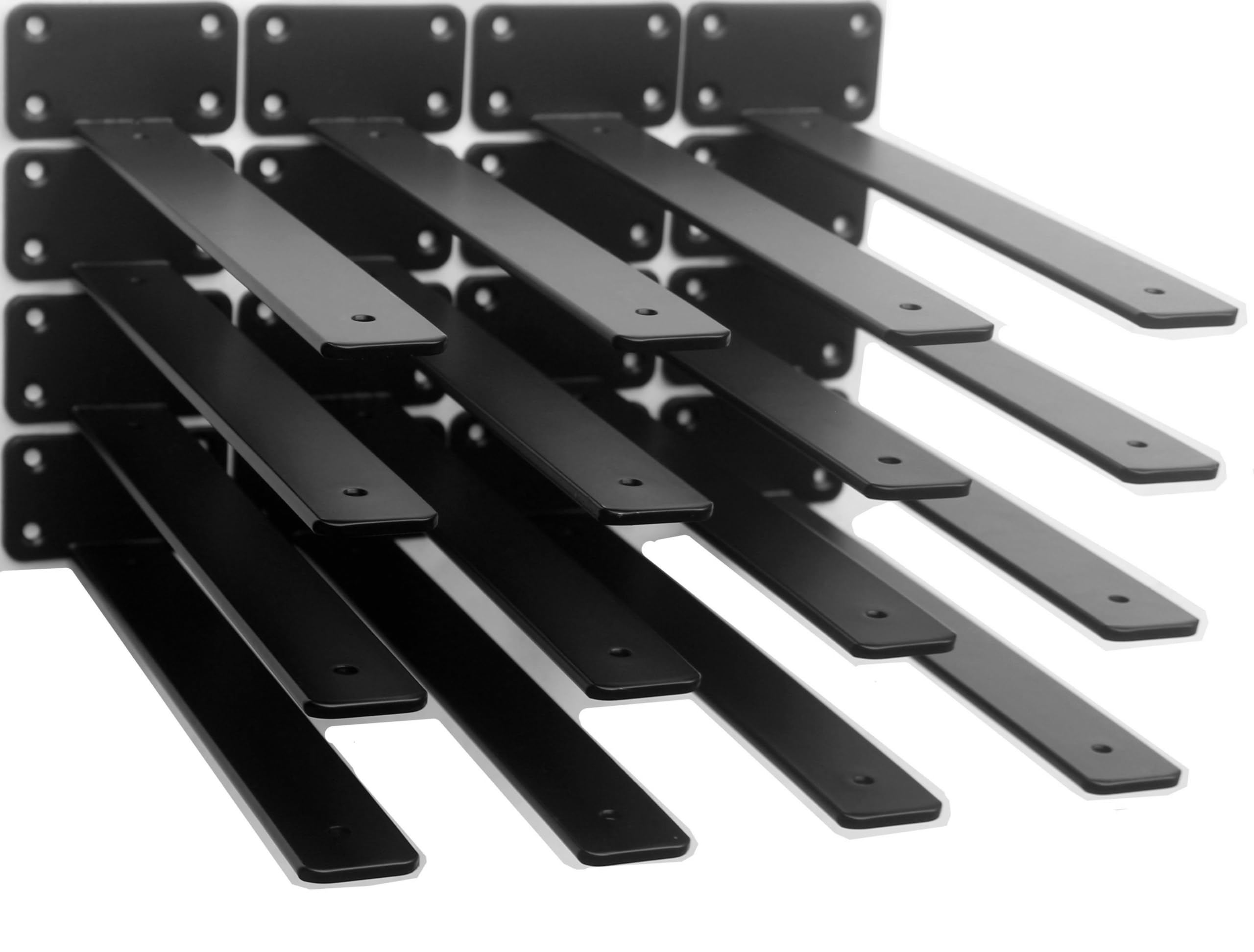 Photo 1 of 16 Pack - 12 inch Black Hidden L Shelf Bracket (1/5 Inch Thicked) Iron Floating Shelf Brackets Rustic Industrial Metal Brackets for Shelf Support