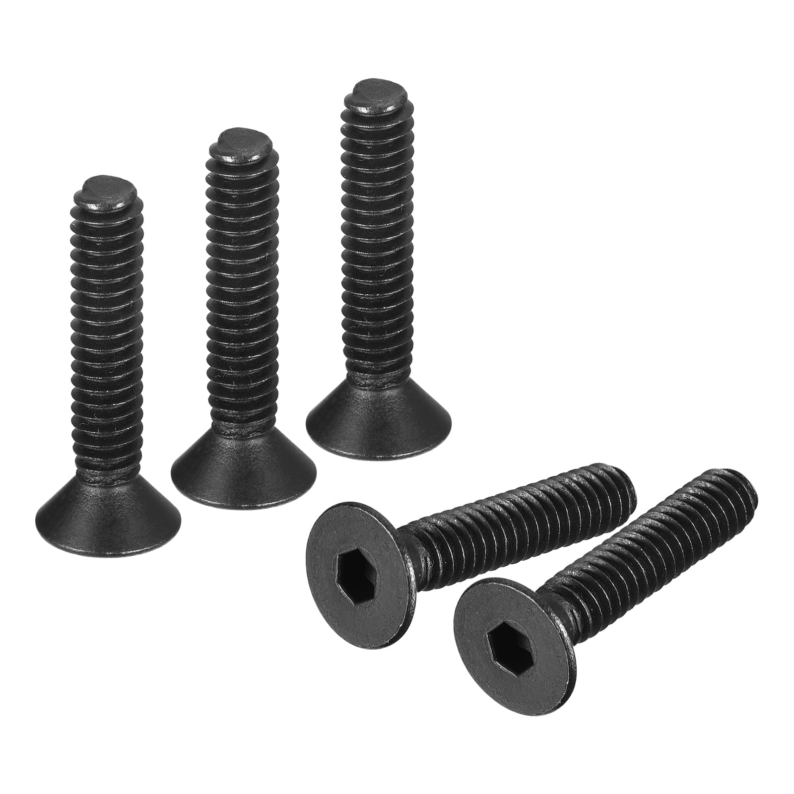 uxcell #8-32x3/4" Flat Head Socket Cap Screws, 10.9 Grade Carbon Steel Hex Socket Countersunk Flat Head Screw Bolts Machine Screws Fasteners, Fully Threaded, Black Oxide, 20Pcs