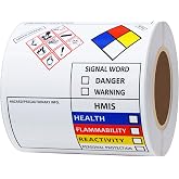 Hybsk SDS OSHA Chemical Safety Labels | 4x3 inches MSDS Stickers with GHS NFPA HMIS Pictograms | HMIS &amp; Hazard Compliant 100pcs Stickers