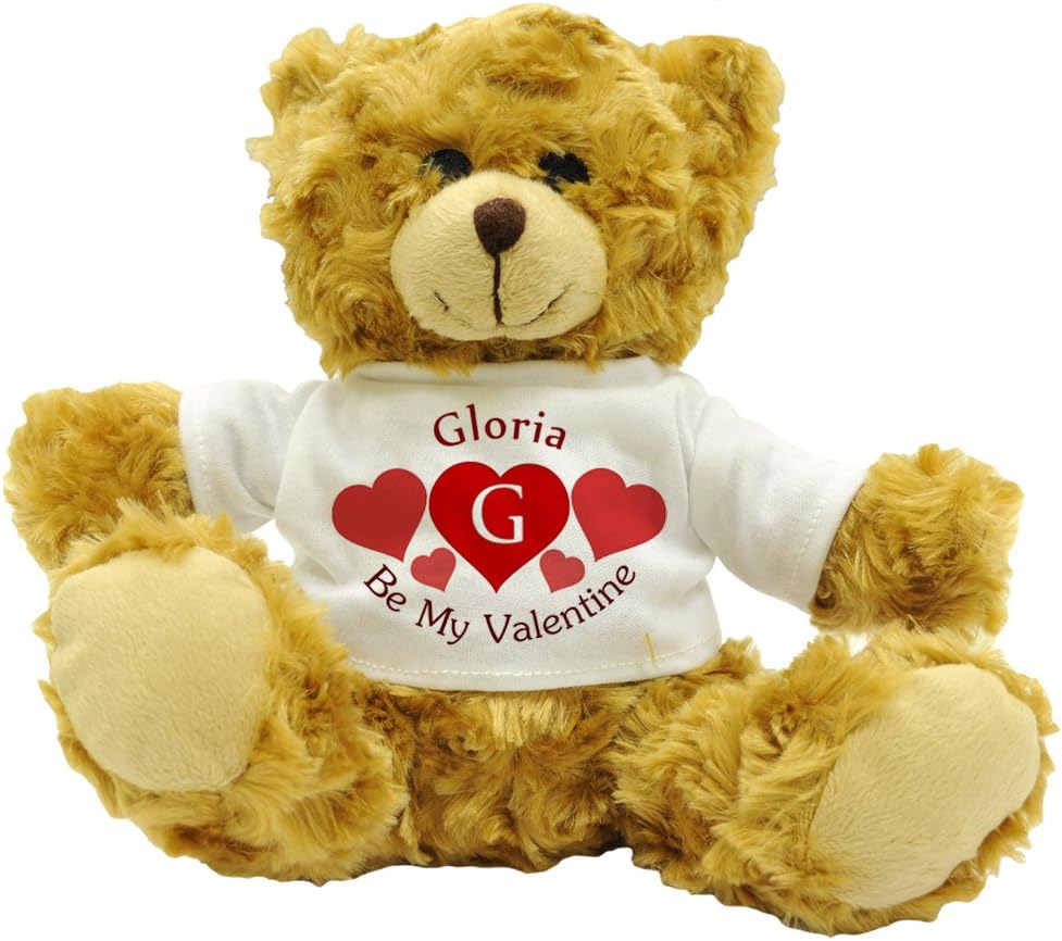 Gloria - Be My Valentine - Personalised Plush Teddy Bear Love Sentiment Gift (Approx. 22cm High)