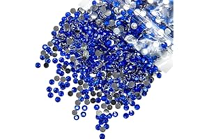 qiipii 10000PCS 2mm Tiny Crystal Royal Blue Resin Rhinestones for Crafting SS6 Small Stones Bulk No-Hotfix Flatback Diamonds Crystals Gems Charms for Nails Face Eyes Makeup Tumblers Bottles DIY Crafts