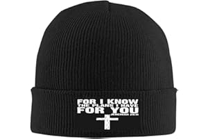 Jeremiah 29:11 Bible Verse Jesus Cross Christian Gifts Winter Unisex Beanie Warm Knitted Hat Soft Skull Hat Black-h