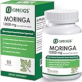 OMOGS Moringa Capsules, Pure Moringa Oleifera Leaf Powder Supplement, Rich Inantioxidants Minerals & Vitamins, for Energy, Metabolism, Immunity & Sleep, Non-GMO, 90 Veg Capsules