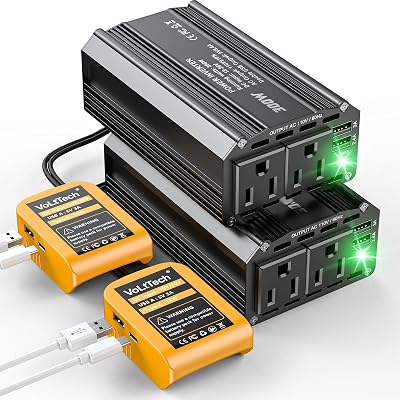 2PCS 300W Power Inverter 20V to 110V Compatible With Dewalt: VoLtTech Portable Battery Inverter Phone Charger Adapter with 2 AC Outlet & 2 USB Ports for Car, Vehicles, Laptop, Computer, Tools, Camping