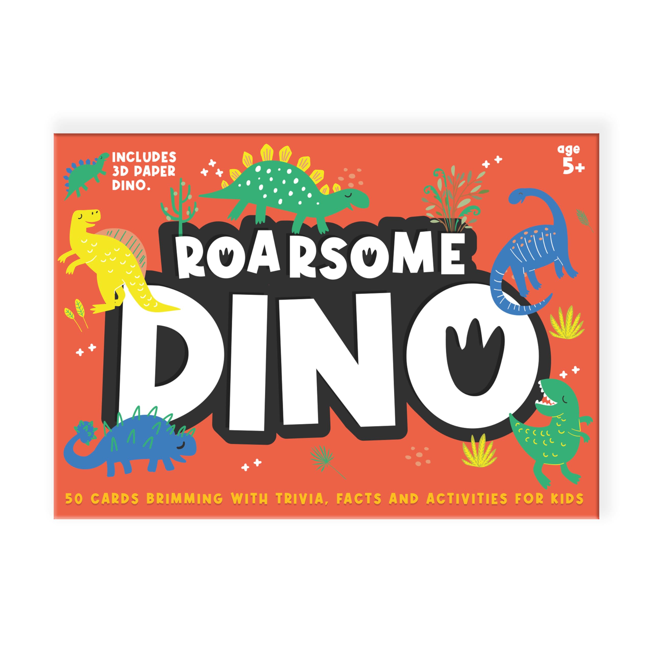 Roarsome Dinosaur Kids Trivia Cards Fun & Educational Dino Quiz and Activity Flash Cards for Ages 5-7 with Pop-Out Dinosaur Craft Fun Gift for Boys & Girls
