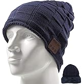 Wireless Music Hat Beanie for Men Women Wireless Headset Headphones Music Audio Boys Girls Winter Cap with Speaker Mic Hands Free Outdoor Sport Stereo Earphone Earpieces Navy Blue