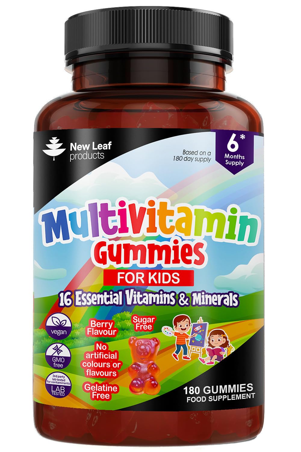 Multivitamins for Children Kids Multivitamin Gummies SIX Months + Zinc Vegan Essential Vitamins A, B3, B5, B6, B7, B9, B12, C, D3, E with Minerals, Gelatine-Free Multivits for Kids, GMP Chewable