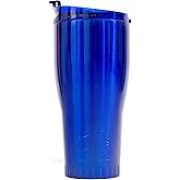 Silver Buffalo Double Walled Vacuum Insulated Stainless Steel Tumbler With Flip Top Lid Keeps Hot and Cold, Travel Coffee Mug Leakproof Lid, 30 Ounces, Royal Blue