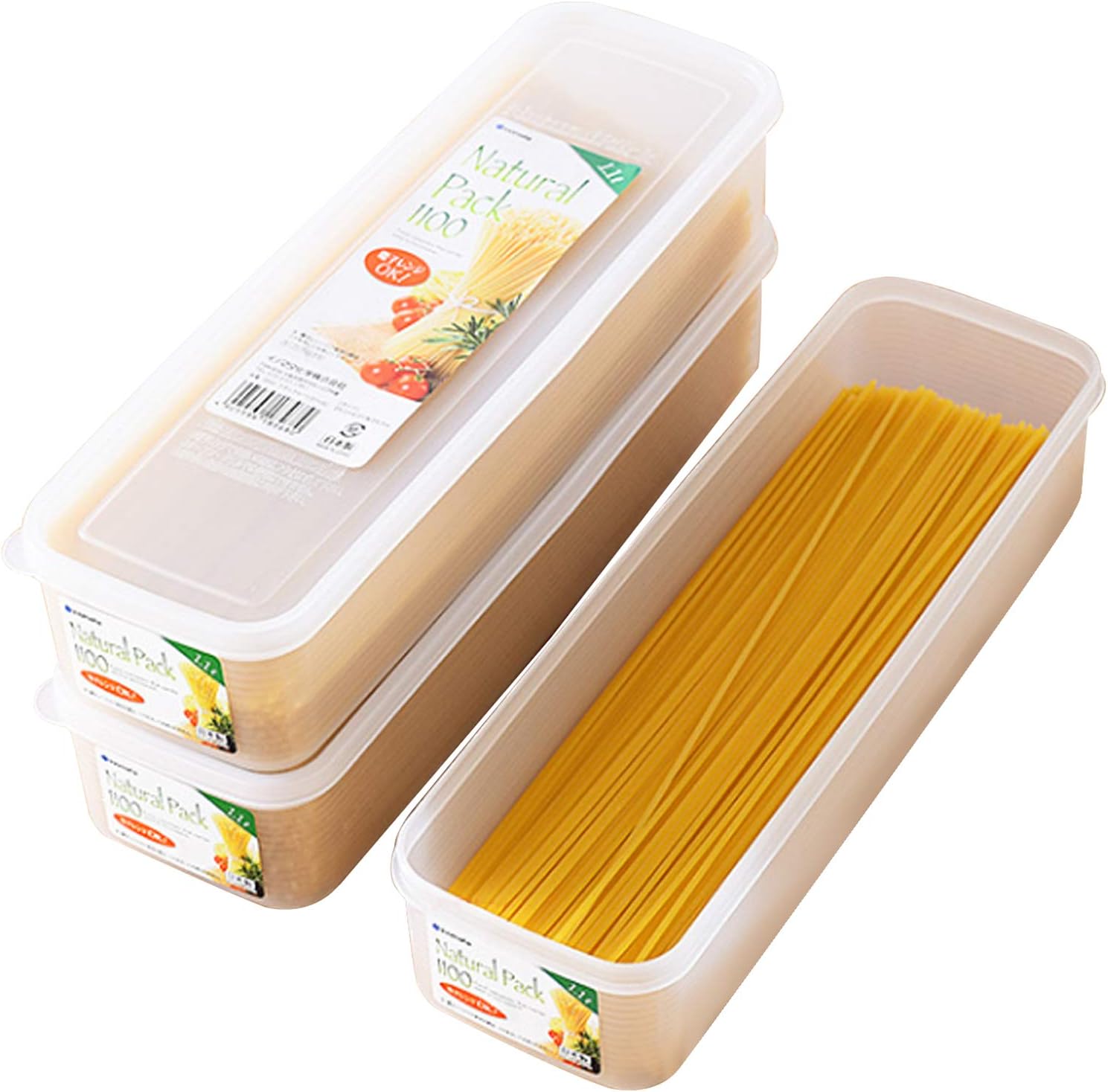 3Pcs Plastic Pasta Storage Container Stackable Box Kitchen