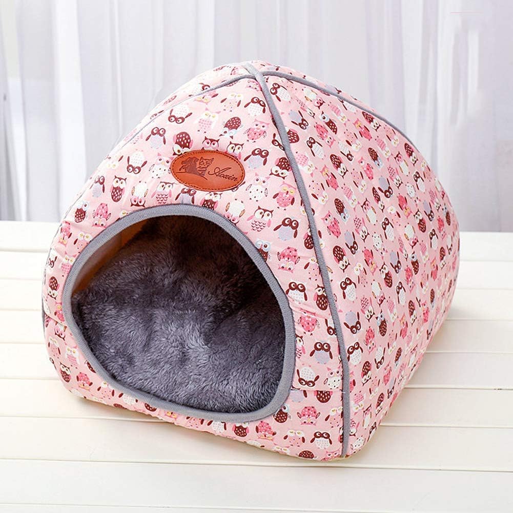 Monba Warm Cat Den Bed Tent 2 In 1 Pet House Hideout Cat Cave with Washable Removable Cushion Puppy Basket for Cats Rabbits Puppy