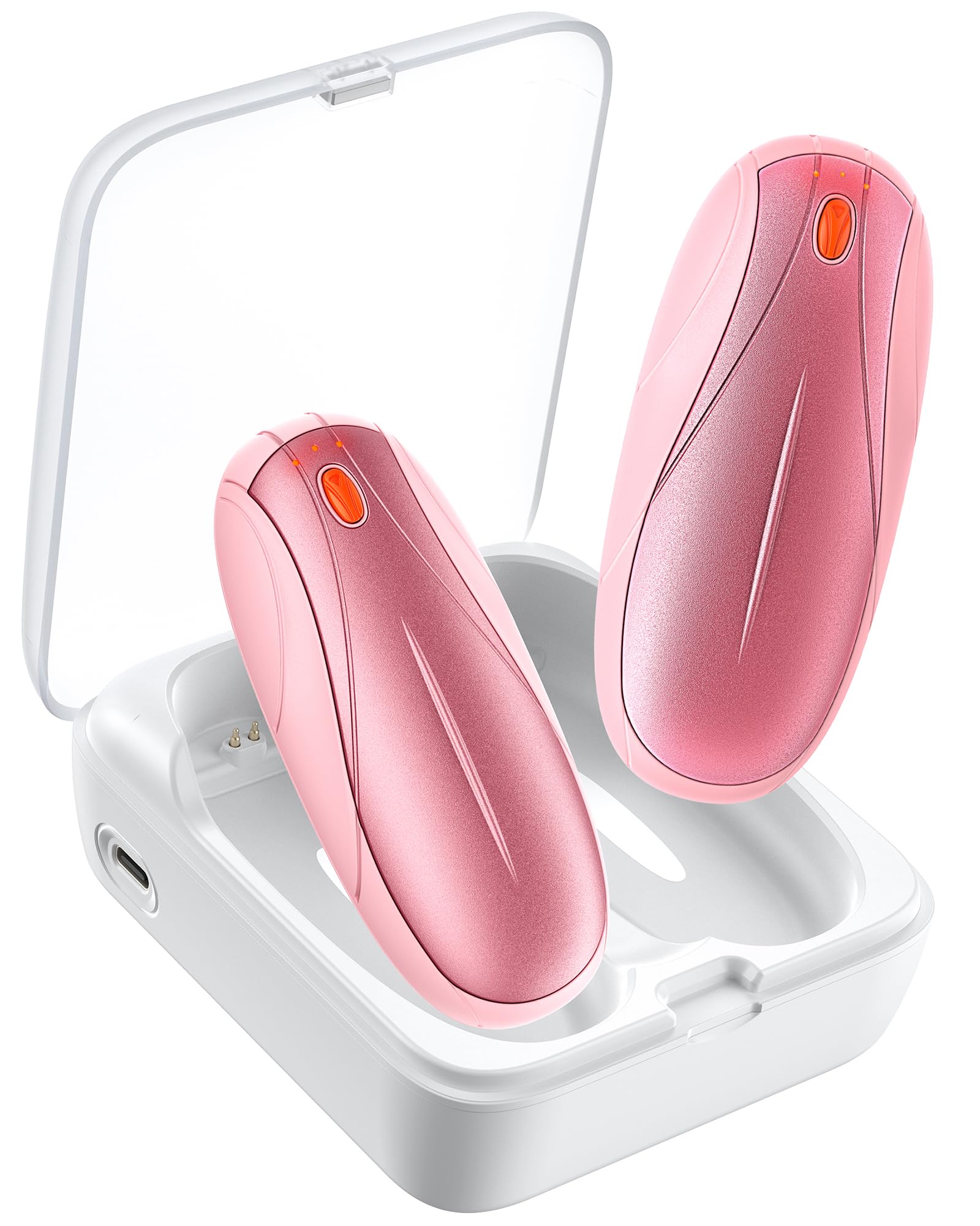 Hand Warmers Rechargeable 2Pack,14000mAh Electric Hand Warmers with Charging Case,Quick Charge Portable Heater,Gifts for Christmas,Winter,Outdoor,Camping,Hunting Accessories Pink Image