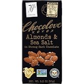 Chocolove, Chocolate Bar Dark Almonds Sea Salt 70%, 3.2 Ounce