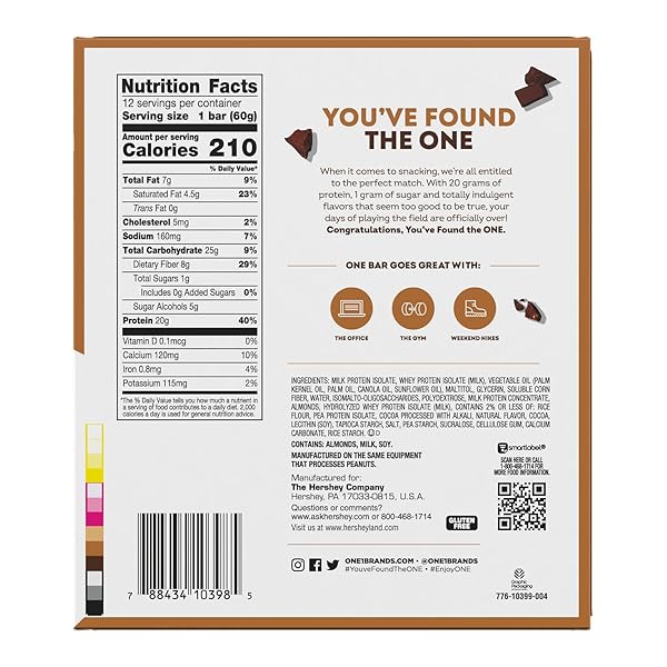 ONE PROTEIN BARS, SMORES, GLUTEN FREE WITH 20G PROTEIN AND 1G SUGAR, PANTRY STAPLES, 2.12 OZ (12 COUNT), PACKAGING MAY VARY