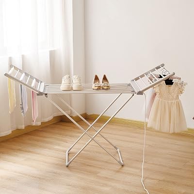 Rainberg Electric Heated Clothes Dryer - 18 Rails & Foldable Design
