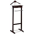 Proman Products Kingston III Valet Stand with Drawer, Contour Hanger, Trouser Bar, Tie & Belt Hooks and Shoe Rack - VL16260