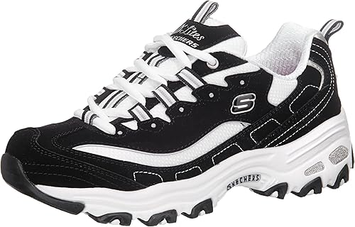 Skechers Sport Women's D'Lites Memory Foam Lace-up Sneaker,Biggest Fan  Black/White,7 M US in Oman Whizz Fashion Sneakers