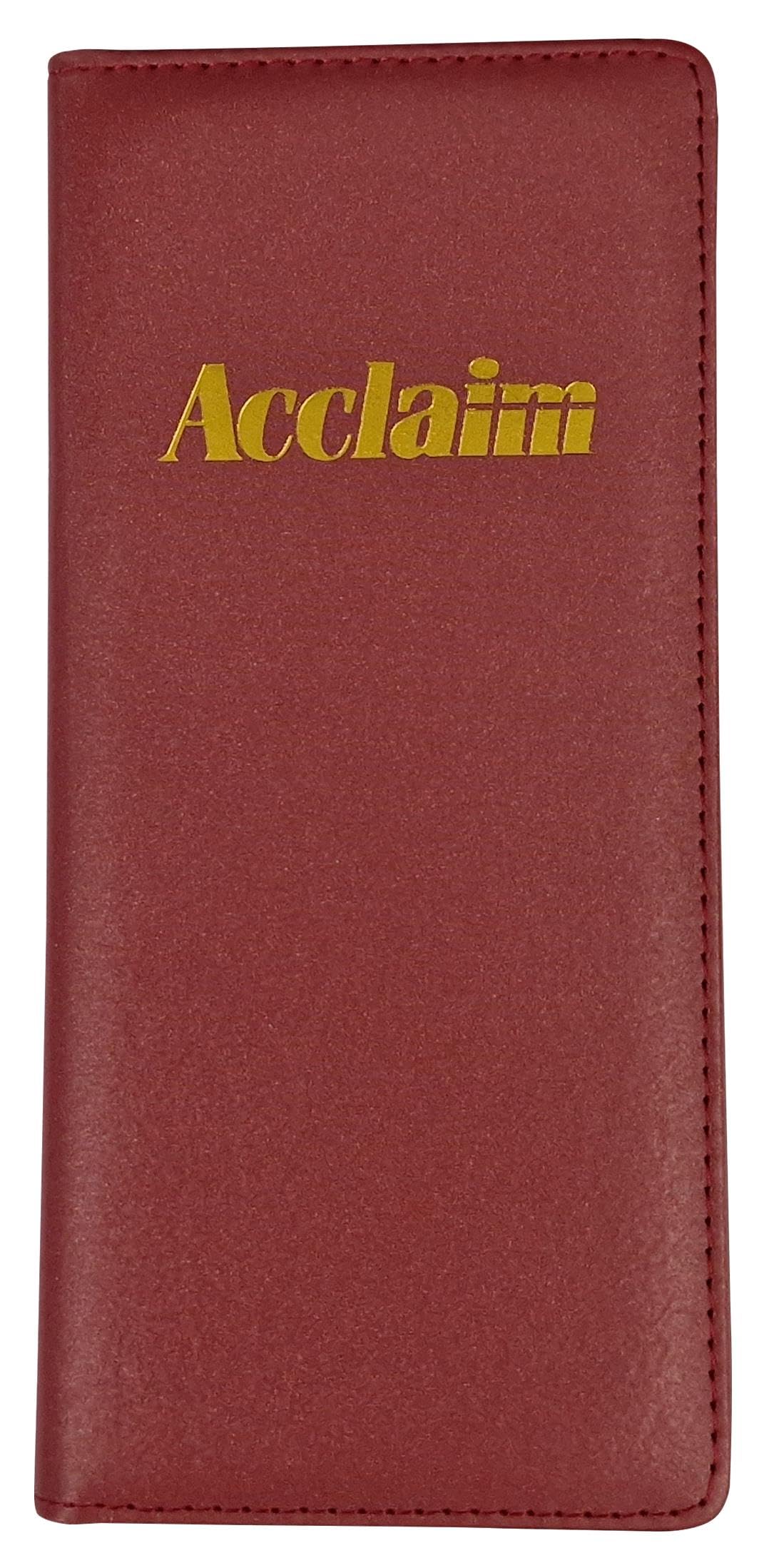 Acclaim Rigid Lawn Bowls Bowling Scorecard Holder Lightly Padded Plain Colour Metallic Finish 23 cm x 11 cm with Spring Clip & Pen Loop (Burgundy)