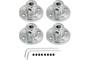 Hordion 4mm Flange Shaft Coupling Connector, Rigid Flange Coupling Model Coupler Shaft Axis Fittings for DIY RC Model Motors, 4 Pack