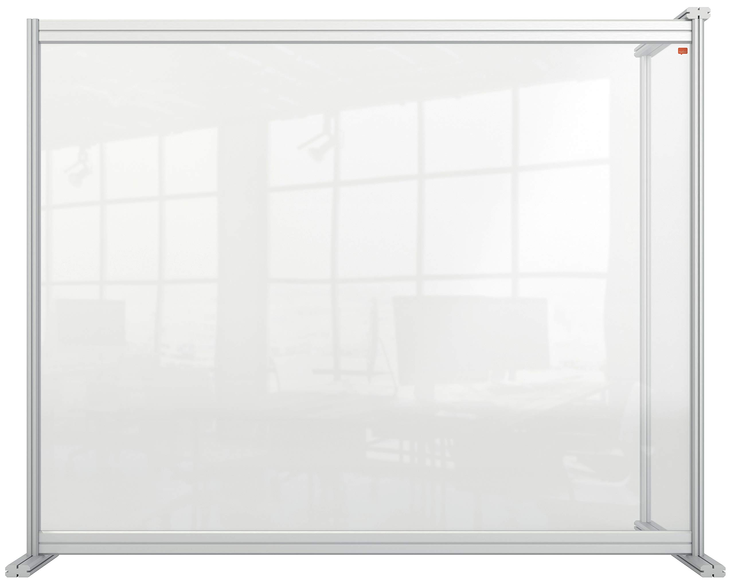 Nobo Clear Acrylic Desk Divider, 1.4 m High, Free Standing Screen System, Premium Plus, 1200 x 1000 mm, 1915496