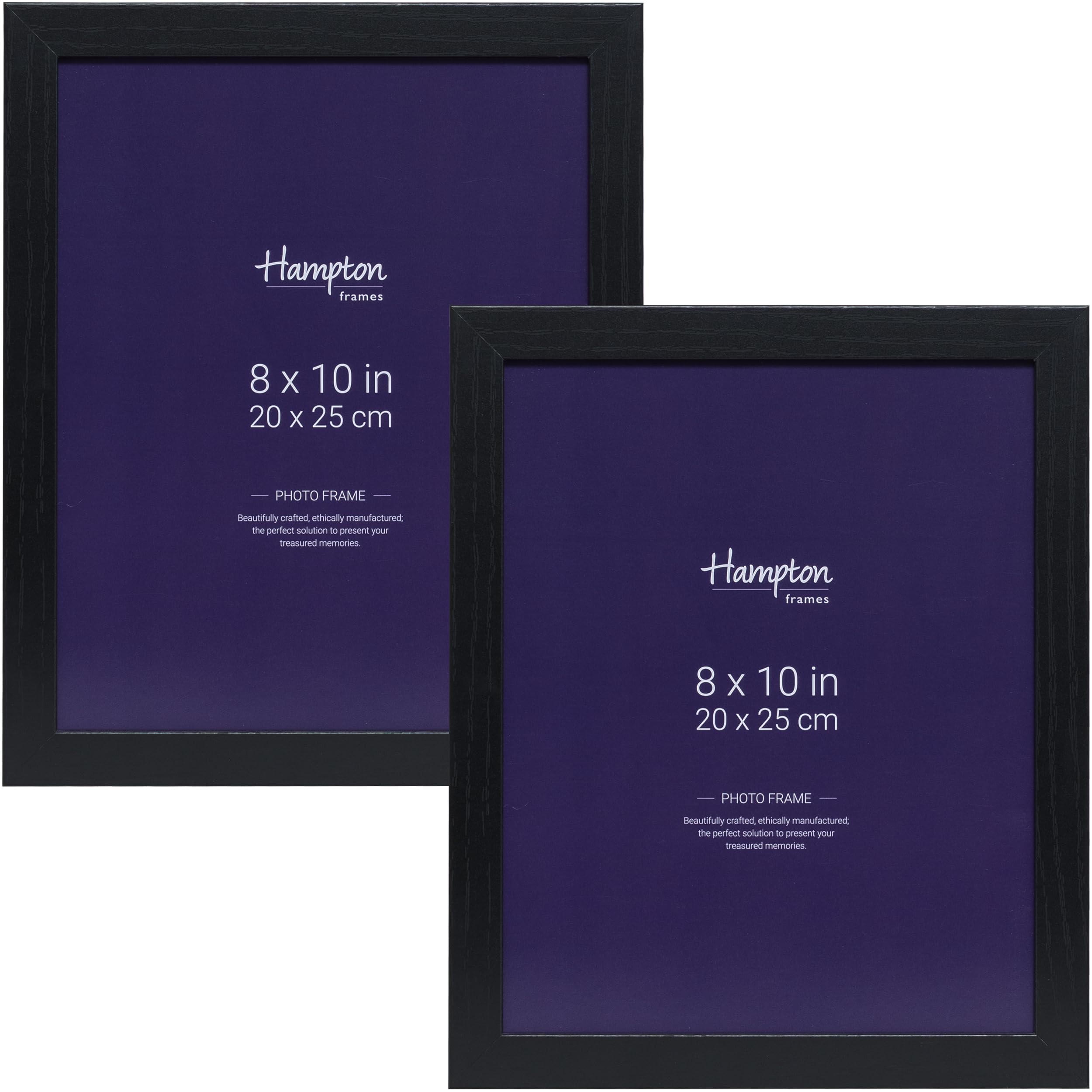 Hampton Frames | Oxford Picture Frame Set, 8x10 Inch, Black, Pack of 2, Acrylic Front | Wall or Tabletop Display, Lightweight, Shatter-Resistant, Easy Photo Change
