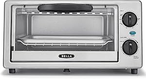 BELLA 4 Slice Countertop Toaster Oven, 1000 Watt Quartz Element