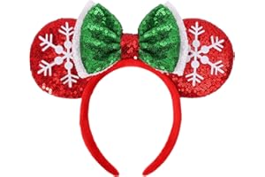 UNSPAZ Glitter Mouse Ears Headband - Christmas Party Accessory for Adults, Kids, and Women