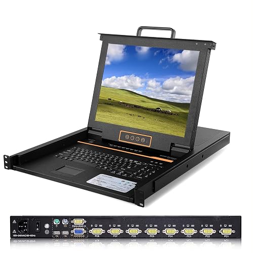 8 Port Rack Mount KVM Console, 17" LCD Rack Mount Monitor and Keyboard ...
