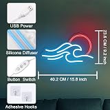 Anywin Wave Neon Sign Sunrise Sunset LED Wall Decor USB Battery Powered view 4