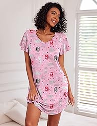 Ekouaer 2 Pack Nightgowns for Women Flare Short