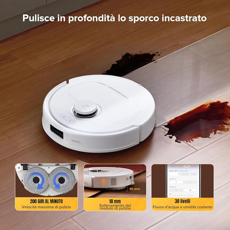 Qrevo S5V Robot Aspirapolvere Lavapavimenti, Mocio Estensibile