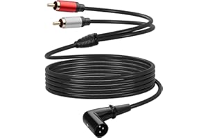 CERRXIAN Right Angle XLR Male to Dual RCA Male Y Splitter Audio Cable, 6.5FT Balanced 1 XLR Male to Unbalanced 2 RCA Male Y A