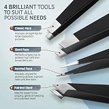 PORTENTUM Professional Tweezers for Facial Hair Stainless Steel 4 Pcs view 2