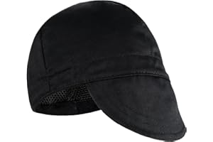 Wanmu Reversible Welding Cap for Men, Washable Water Fireproof Fire Retardant Cotton Cloth Welding-Hat, Protective Welders Cap for Safety and Head Protection While Welding to Men Women(Black)