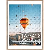 JCJMY 19.7x27.6 Puzzles Frame for 50x70 cm Puzzles Poster Photo Picture, Display 18x24 with Mat or 19.7 x 27.6 without, Wall Hanging 19.7 by 27.6 inch 1000 Pieces Puzzles Frame, Rustic Brown