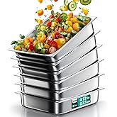 WantJoin Steam Table Hotel Pans 1/2 Half Size 2.5 Inch Deep 6 Pack, Stainless Steel Metal Tray Sets Food Storage Container for Restaurant Chafing Dishes Commercial Buffet Warmer Catering Supplies