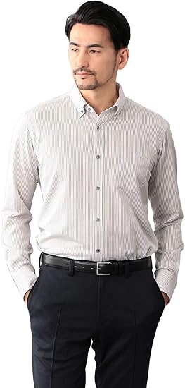 Amazon エポカ ウォモ Epoca Uomo ストライプ ジャージー ボタンダウン シャツ メンズ 52 グレー1 04 シャツ 通販