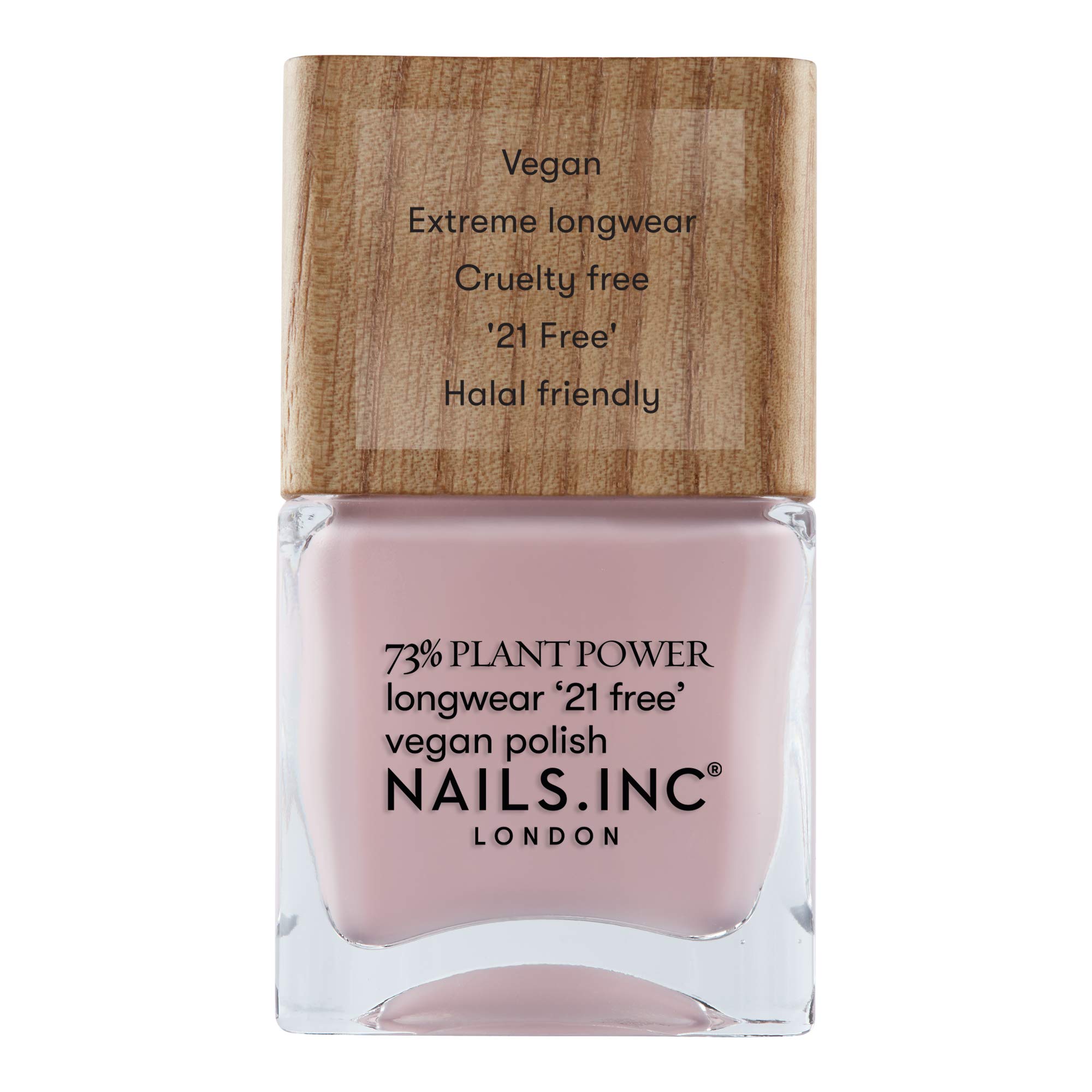Nails.INC 73% Plant Power Nail Polish, Long Lasting Nail Color Lasts Up to 10 Days, Quick Drying, Cruelty Free, Vegan, 21 Free Formula, Mani Meditation, (14ml)